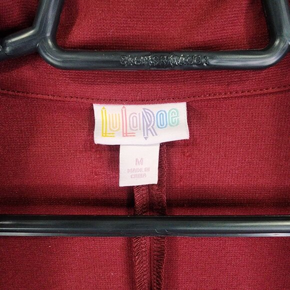 Womens Burgundy LuLaRoe Open Front Cardigan Blazer Long Sleeve Pockets Size M - Picture 6 of 9